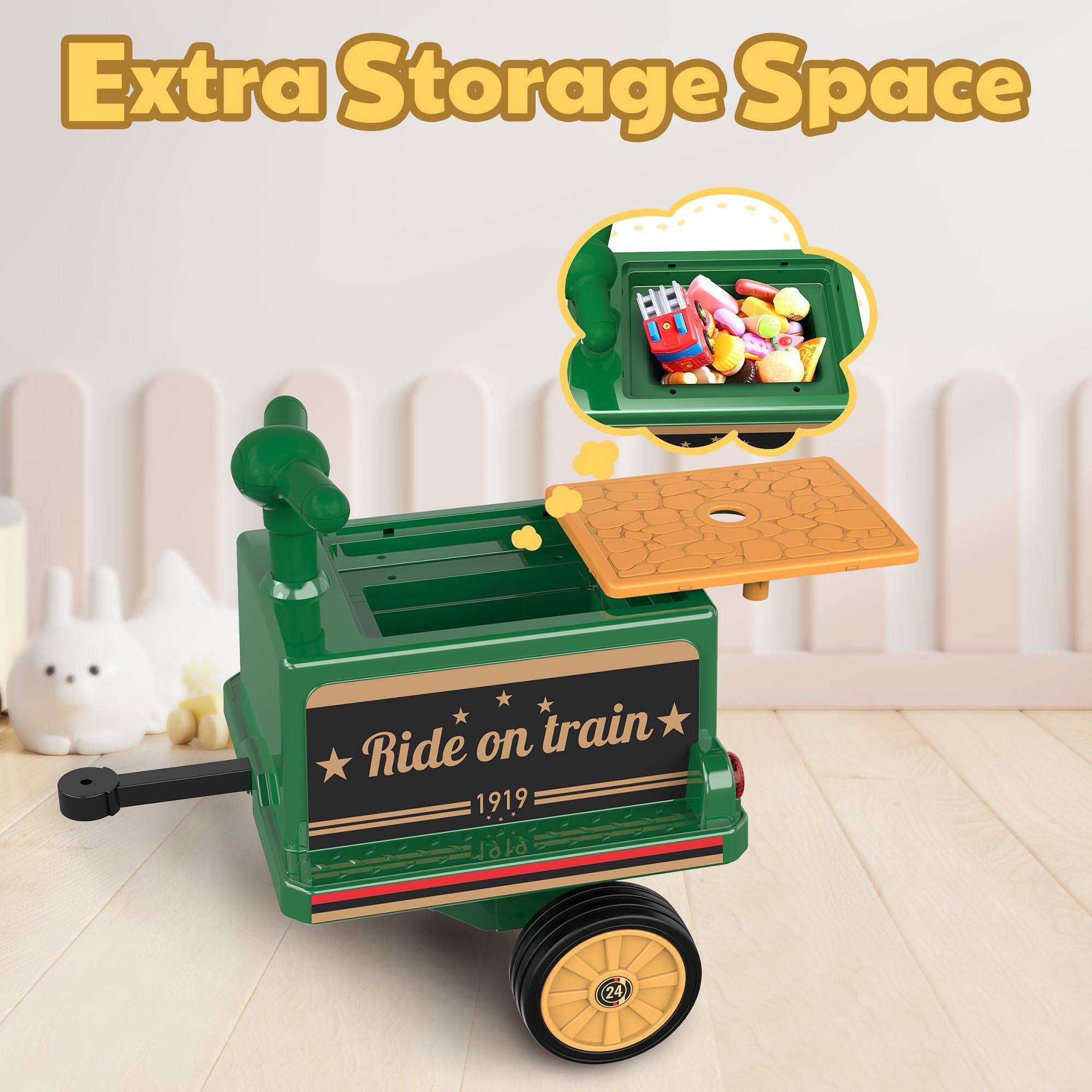 Extra Storage Space  
Ride on train 1919