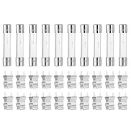 Unique Bargains - Glass Tube Fuses, 6x30mm 3A 250V Slow Fast Blow Glass Cartridge Tube Fuse with 20pcs Safety Clip 10pcs - Silver