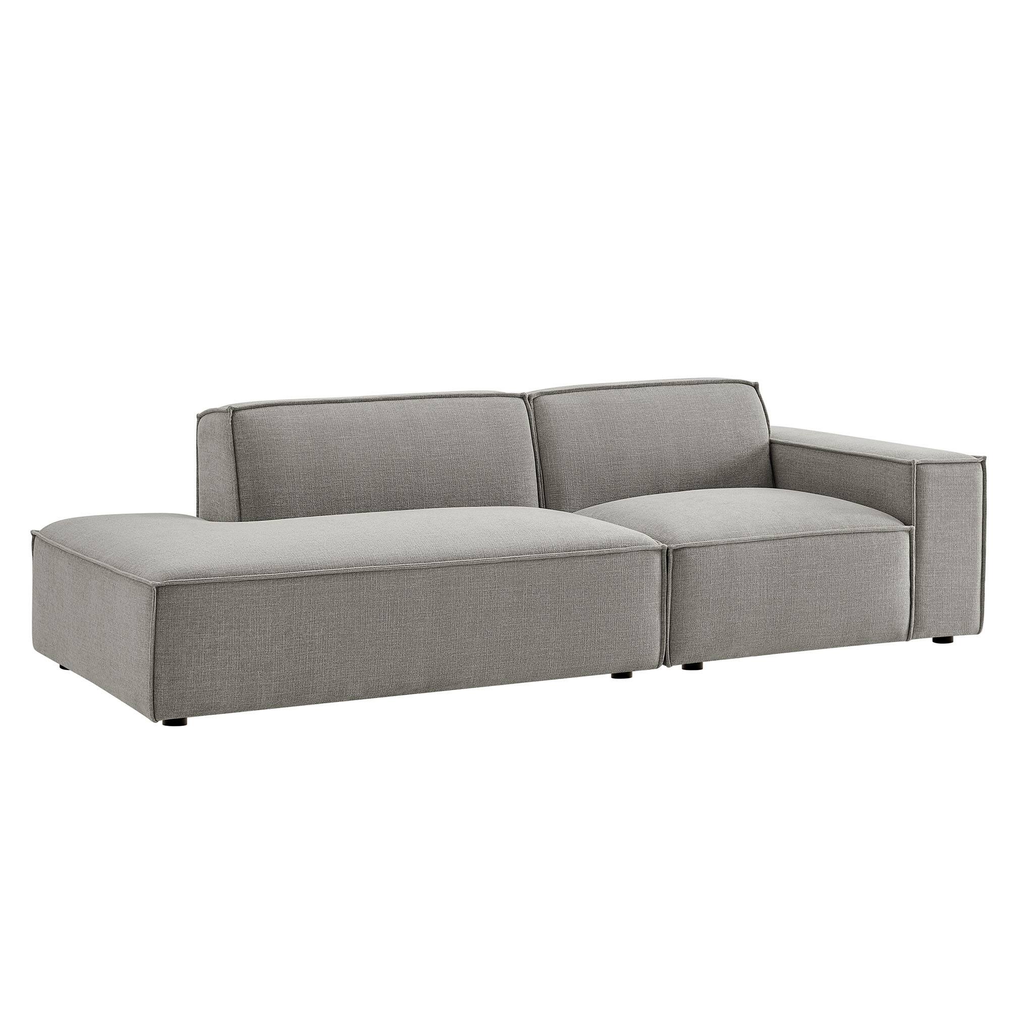 Front. Modway - Restore 2-Piece Performance Fabric Upholstered Modular Loveseat by Modway - Pewter.