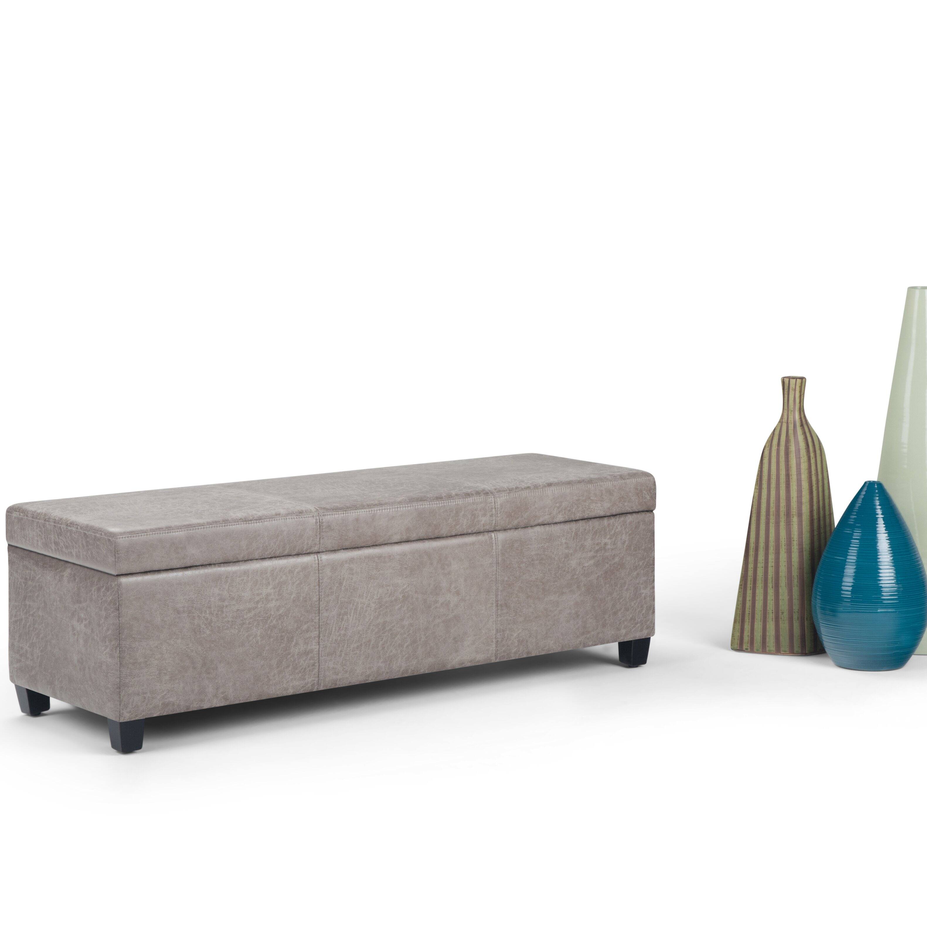 Left. Simpli Home - Avalon Storage Ottoman Bench - Distressed Grey Taupe.