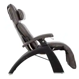 Human Touch - Perfect Chair PC-420 Classic Manual Plus Zero Gravity Chair Recliner with Solid Wood Base - Matte Black / Espresso Leather / Performance
