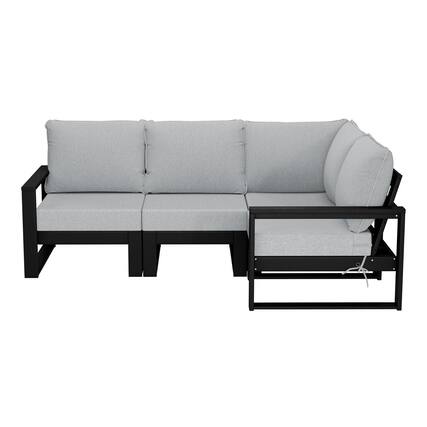 Front. WestinTrends - WestinTrends Montara Outdoor 4-Piece HDPE L-Shaped Modular Patio Sofa Furniture Set - Light Gray.