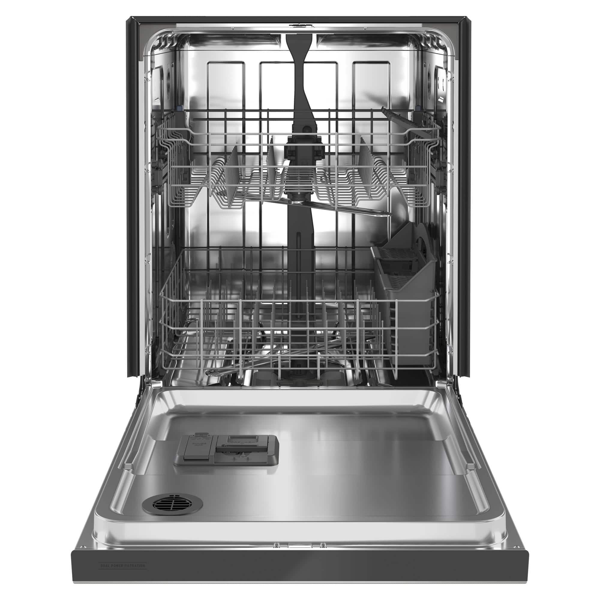 Angle. Maytag - 24" Front Control Built-In Stainless Steel Tub Dishwasher with Dual Power Filtration, PowerBlast Cycle, 50 dBA - Stainless Steel.