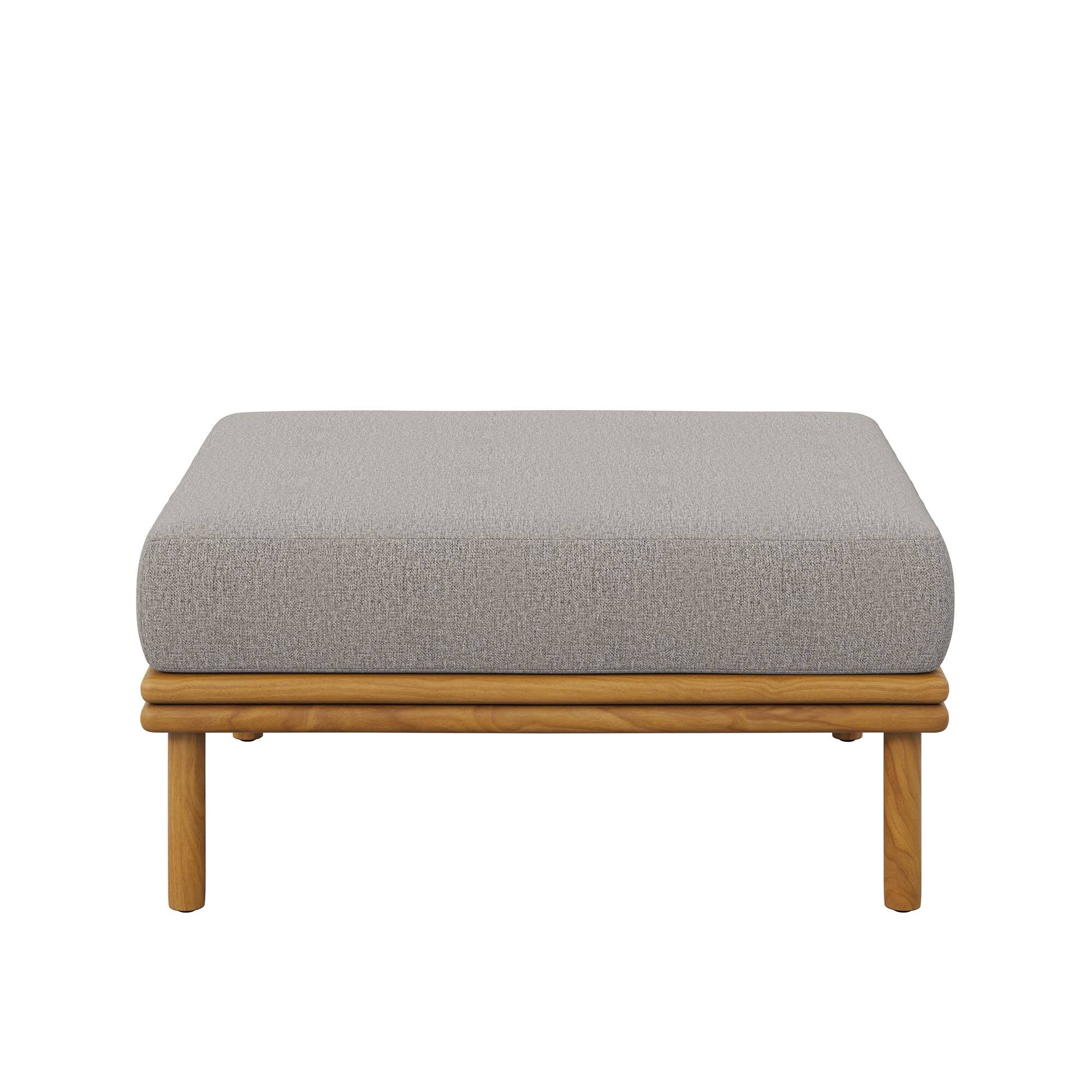 Alt View 4. Modway - Wren Outdoor Patio Teak Wood Ottoman by Modway - Natural Driftwood.