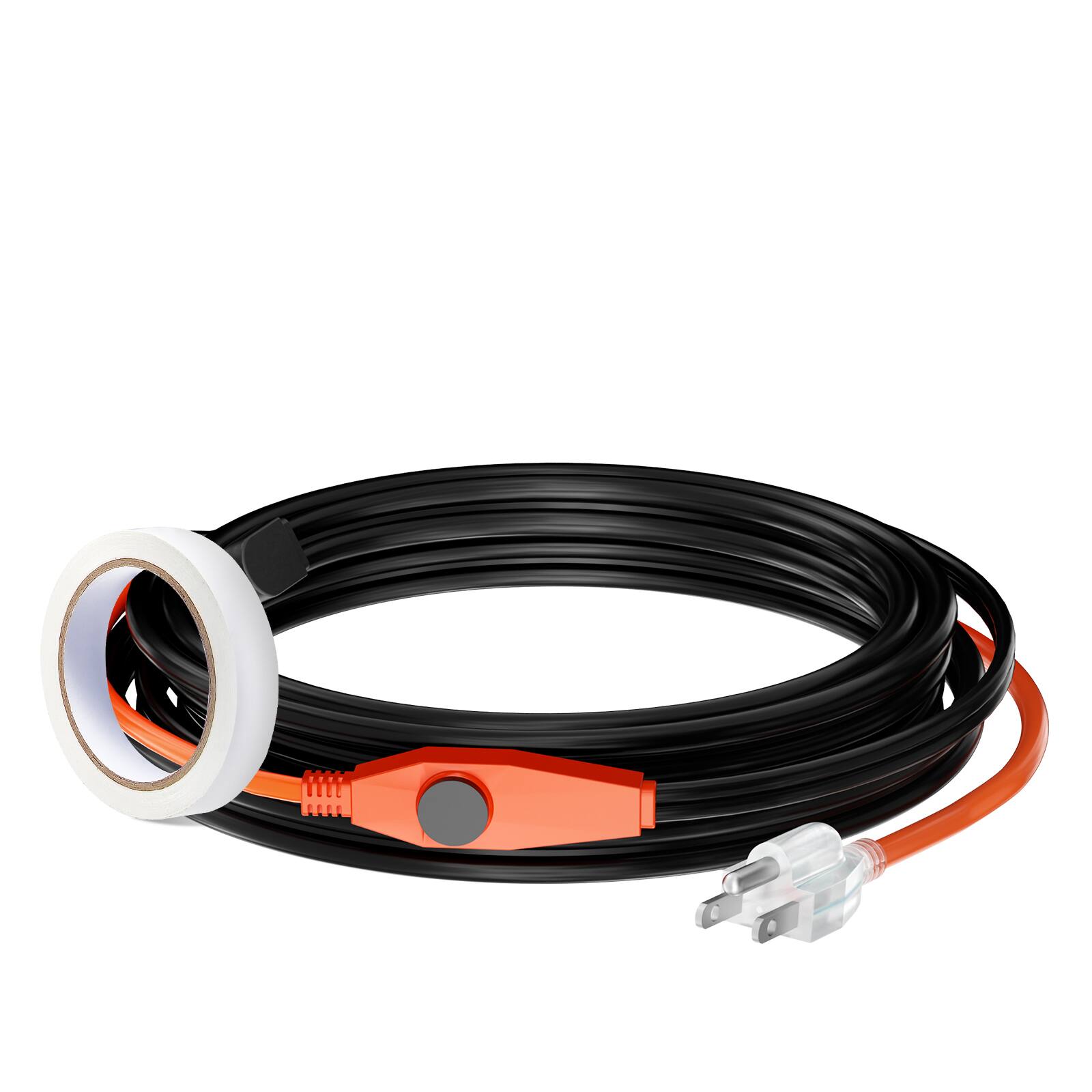 Alt View 5. VEVOR - Pipe Heating Cable, 18FT 7W/FT Heat Tape for Pipes with Built-in Thermostat, Water Pipe Heat Cable Protects PVC Hose - Black;Orange.