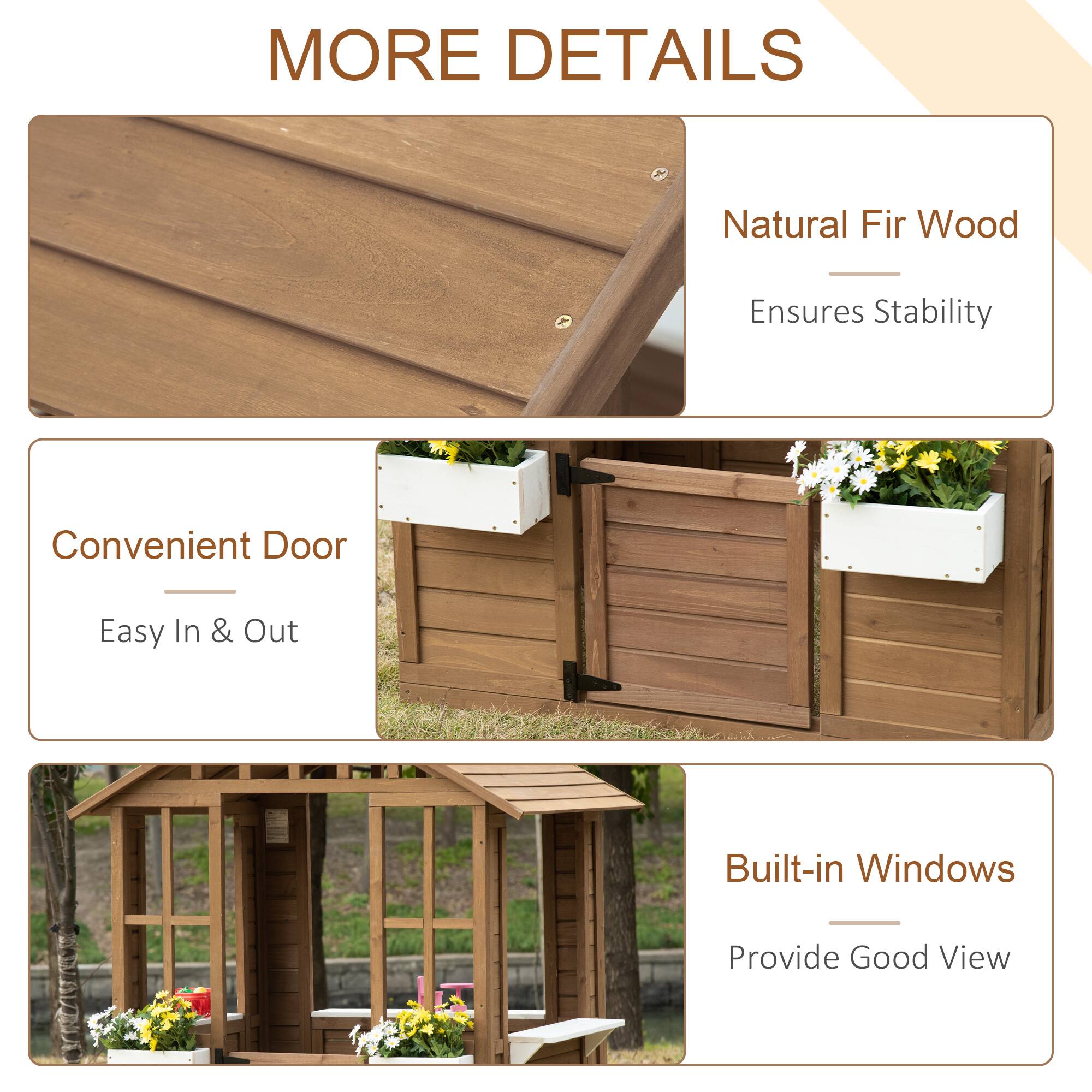 MORE DETAILS

Natural Fir Wood  
Ensures Stability

Convenient Door  
Easy In & Out

Built-in Windows  
Provide Good View