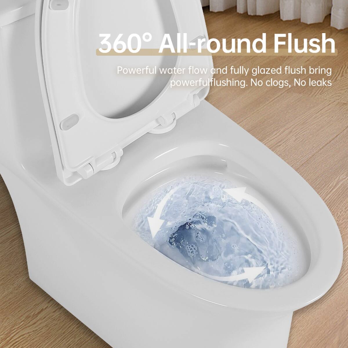 360° All-round Flush

Powerful water flow and fully glazed flush bring powerful flushing. No clogs, No leaks