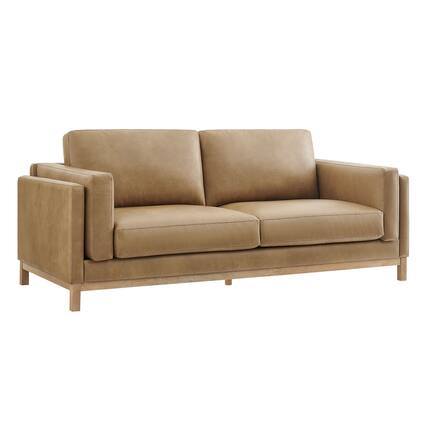 Front. Modway - Roscoe 81 inch Vegan Leather Sofa by Modway - Toast.