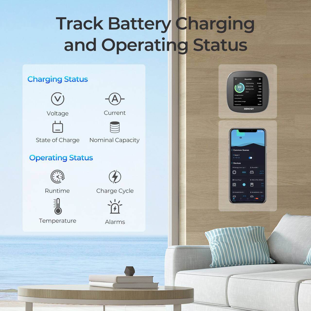 Track Battery Charging and Operating Status:
Charging Status:
00 - - Voltage Current State of Charge Nominal Capacity Operating Status Runtime Charge Cycle Temperature Alarms