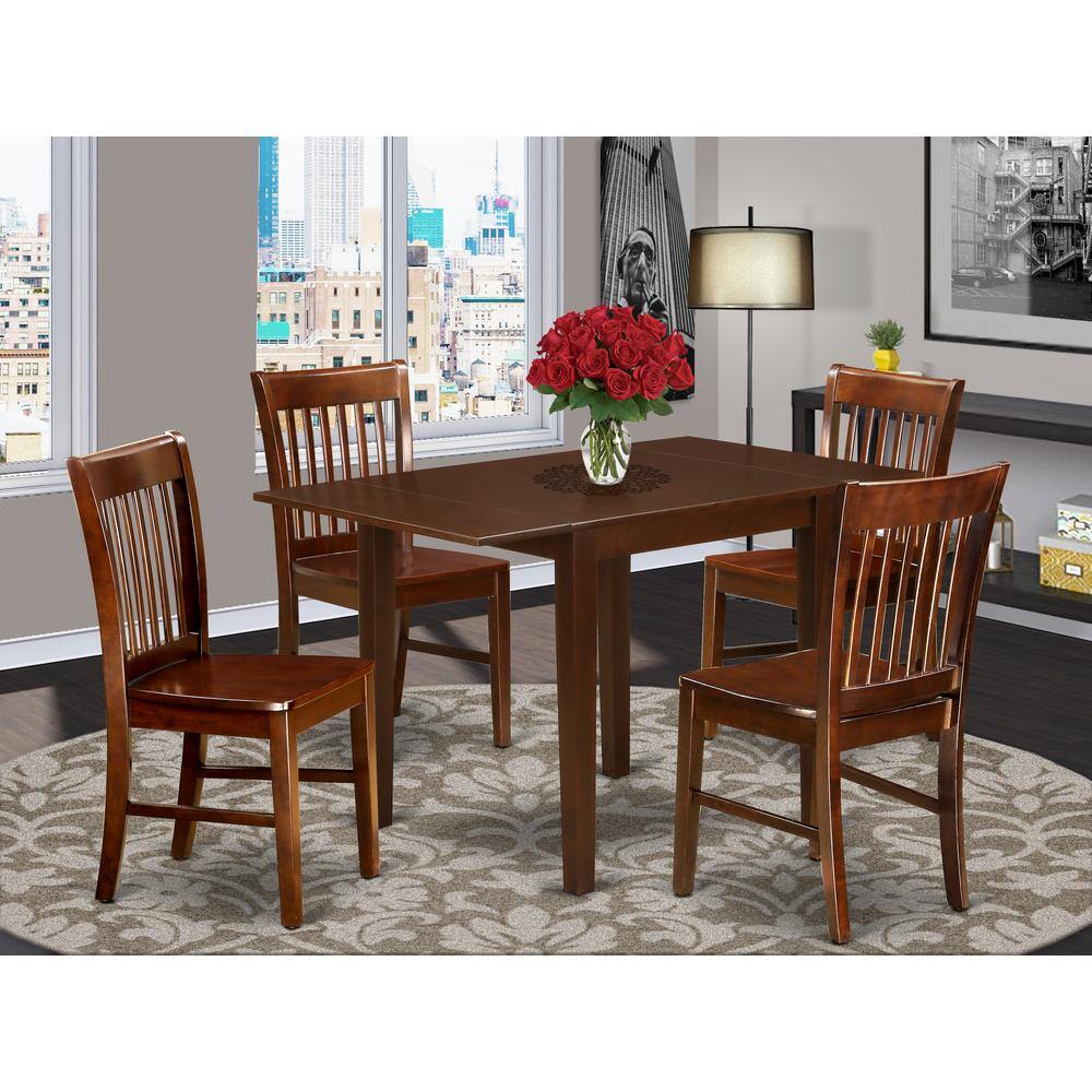 Angle. East West Furniture - Dining Room Set Mahogany - Brown.
