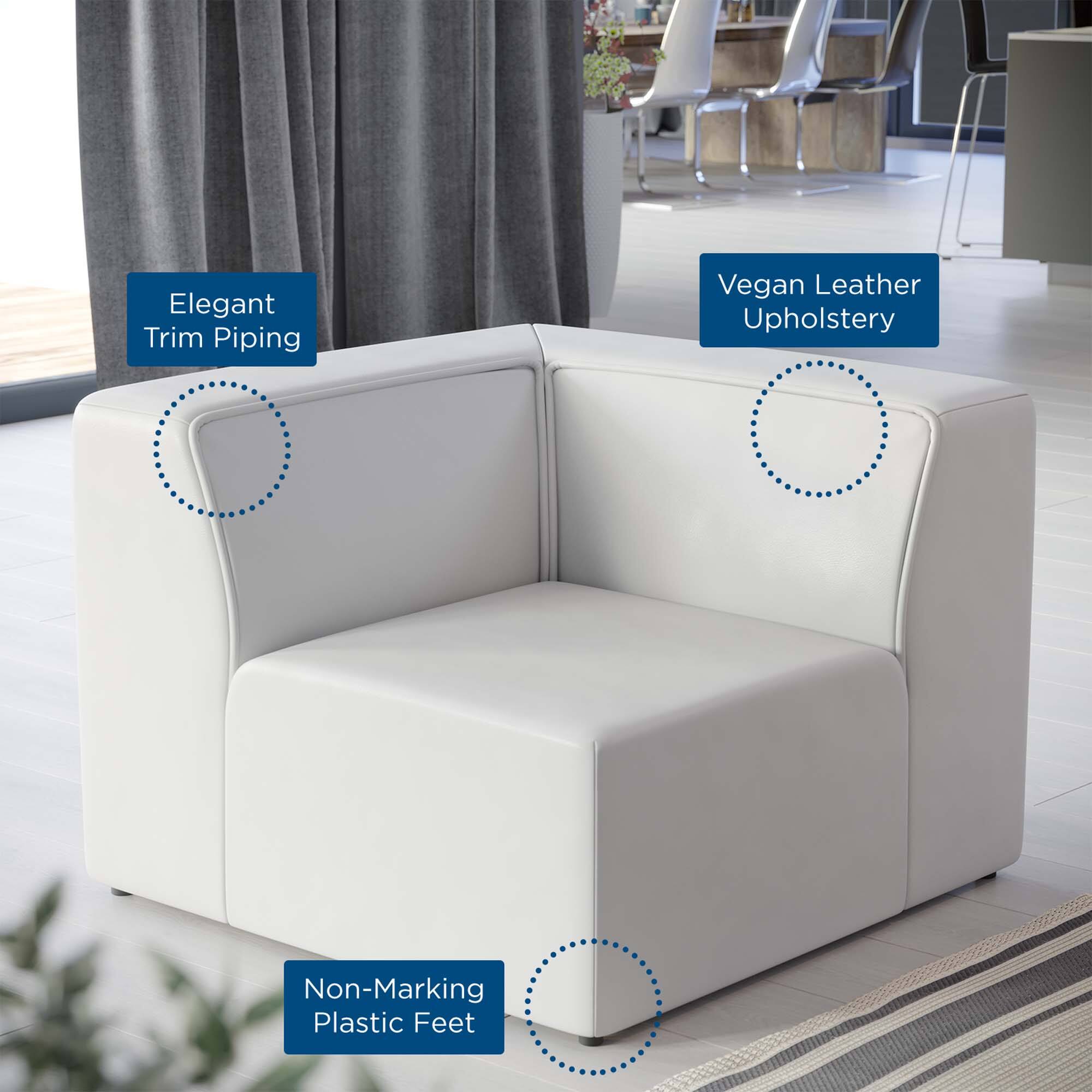 Elegant Trim Piping  
Vegan Leather Upholstery  
Non-Marking Plastic Feet