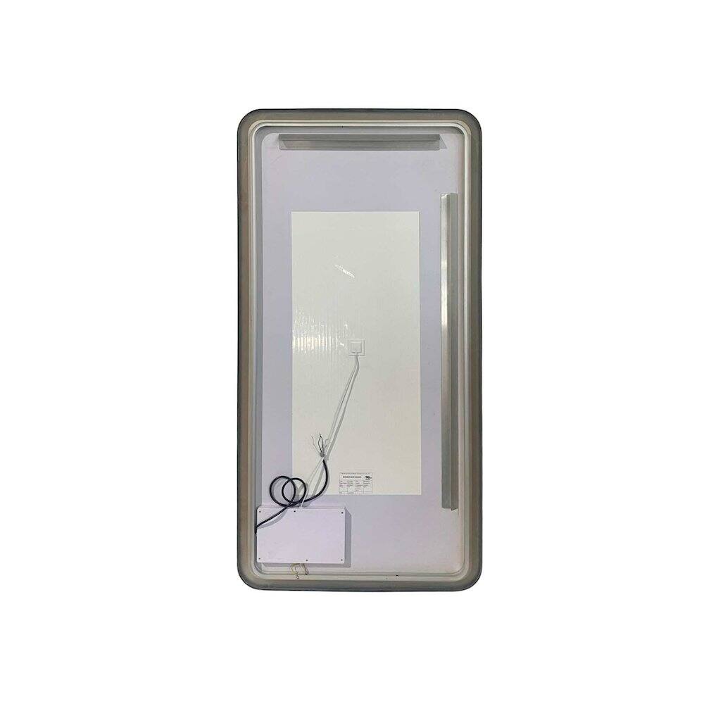 Angle. Elegant Kitchen and Bath - 60 Inch Rectangle LED Front and Backlit Wall Mirror in Black - Black.