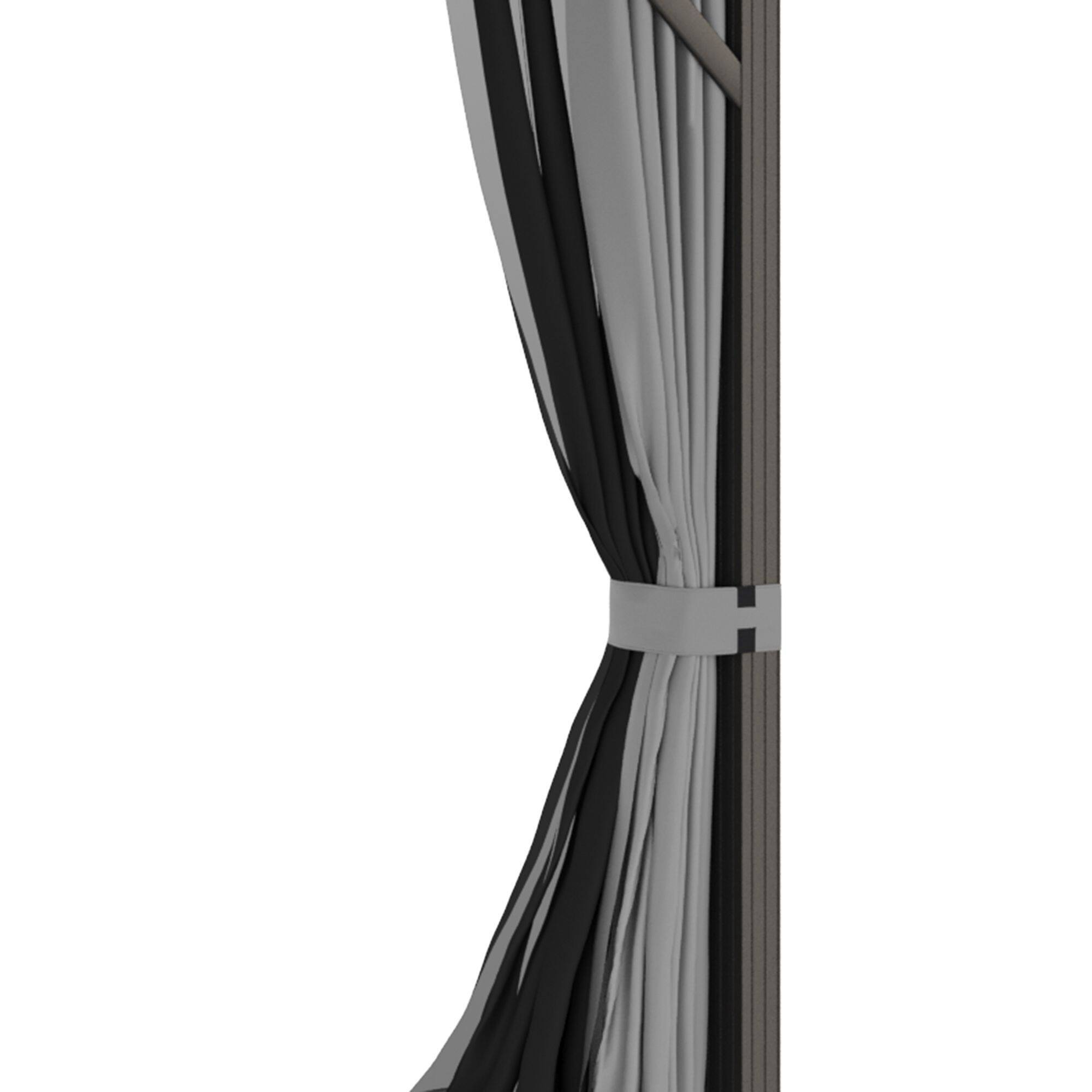 Alt View 8. Outsunny - 10' x 12' Hardtop Gazebo with Curtains and Netting, Permanent Pavilion Metal Double Roof Gazebo Canopy - Gray.