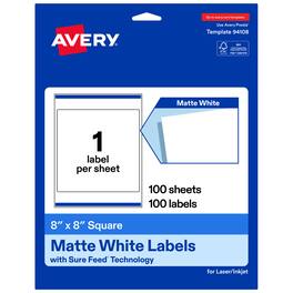 Avery - Avery® Matte Square Labels, 8" x 8", 100 Labels - White