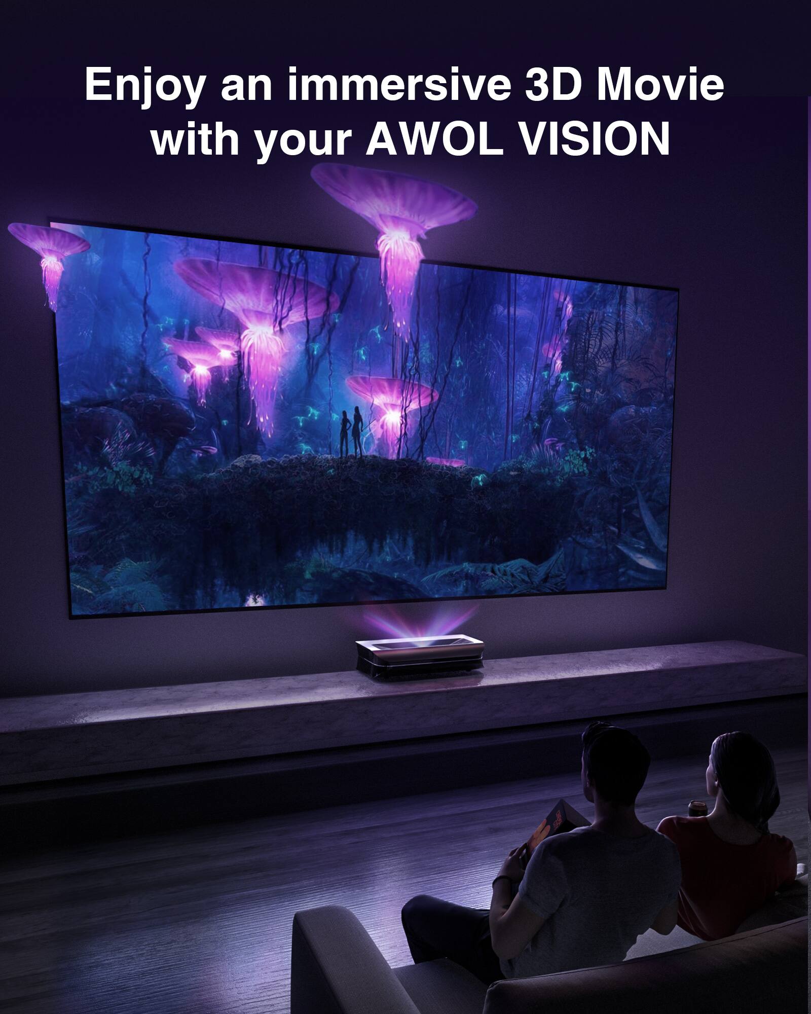 Alt View 13. AWOL Vision - DLP Link 3D Glasses, Rechargeable Active Shutter Eyewear(1 Pack) - Black.
