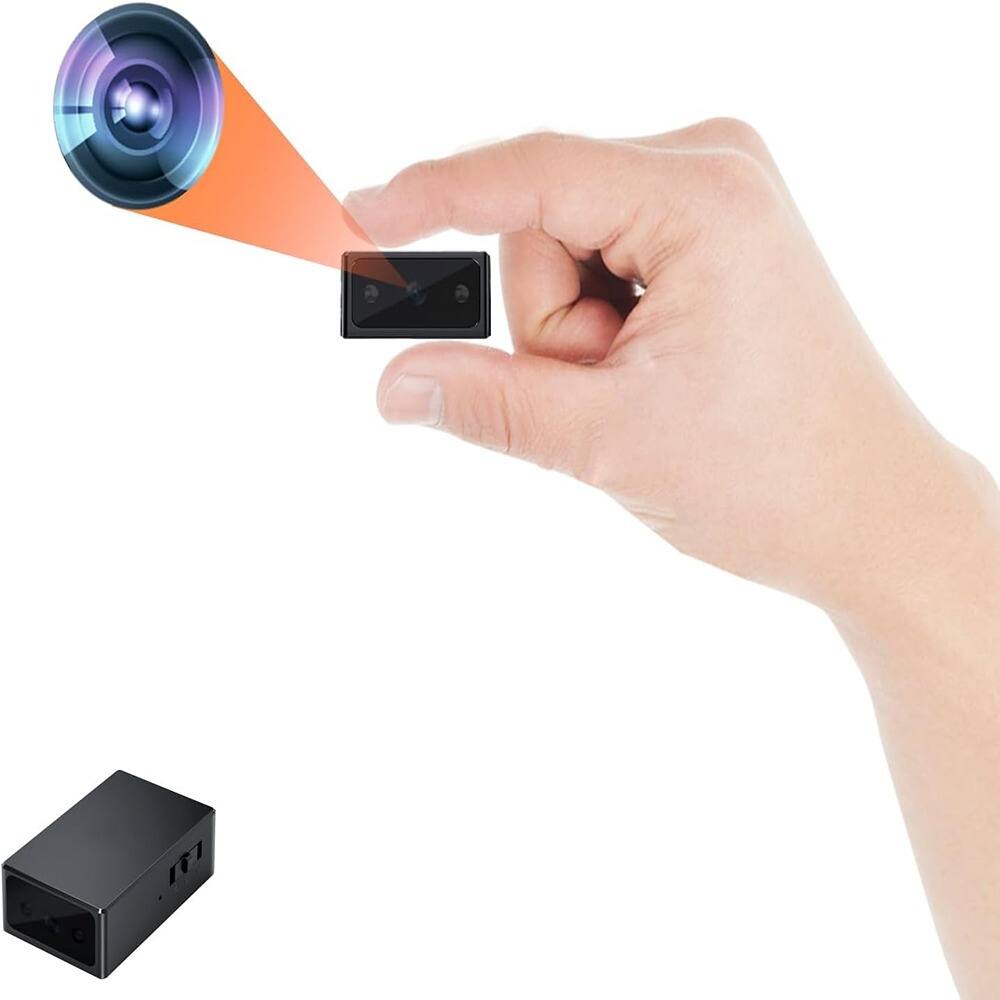 Front. RTMB - Mini Camera, Body Camera, Home Security Cameras, HD 1080P, Portable Cameras, Indoor Nanny Cam - Black.