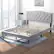 Alt View 3. Costway - Queen Size Upholstered Platform Bed Linen Bed Frame with Button Tufted Headboard - Gray.