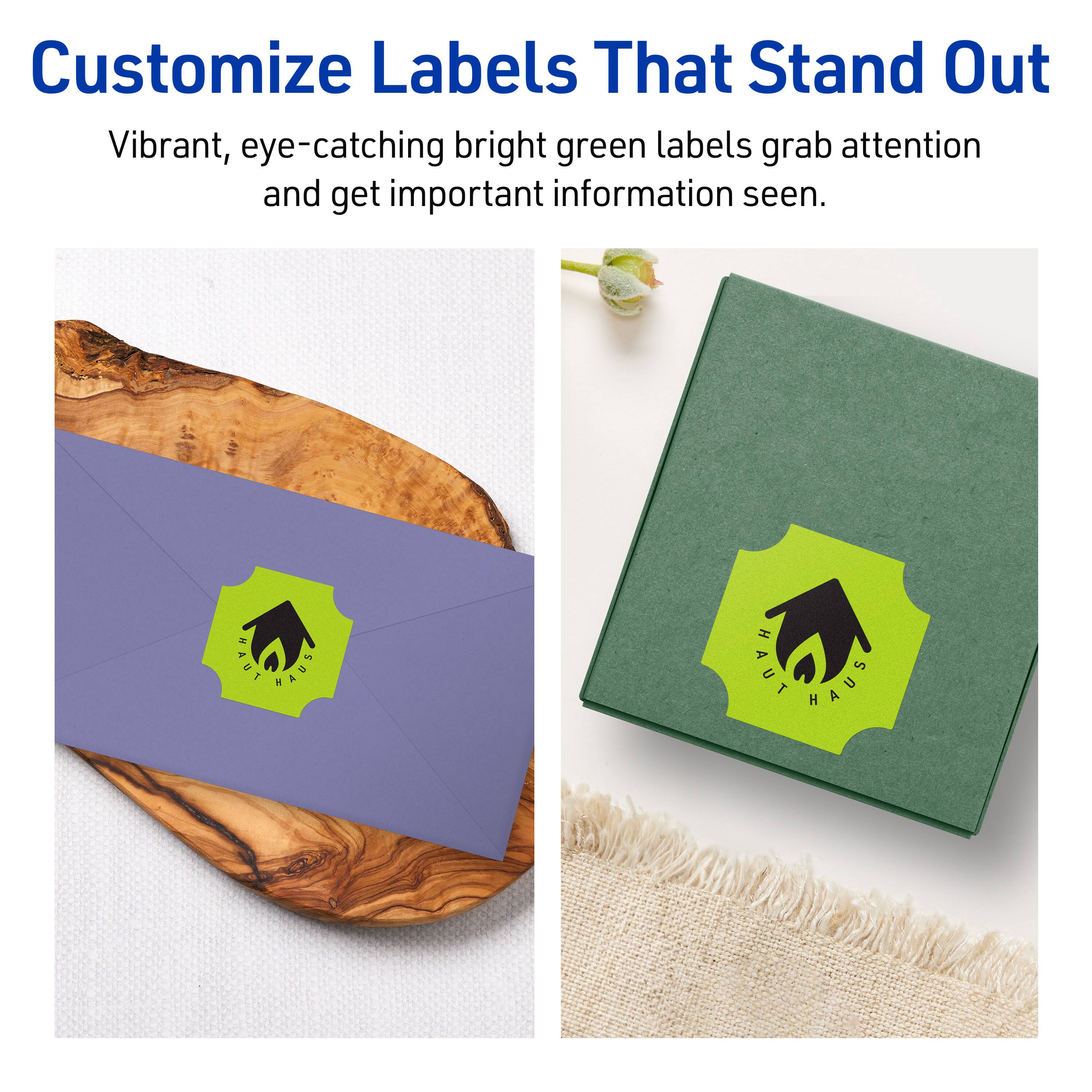 Customize Labels That Stand Out

Vibrant, eye-catching bright green labels grab attention and get important information seen.