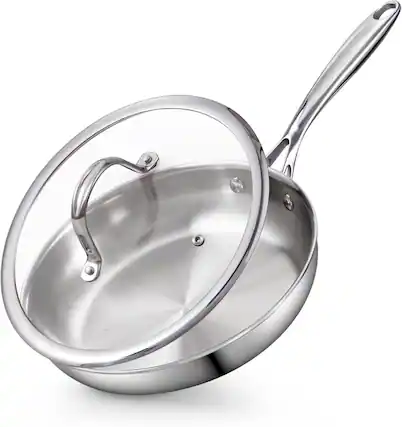 Front. Cooks Standard - Cooks Standard Multi-Ply Clad Stainless Steel Fry Pan With Lid,12-Inch - stainless steel.