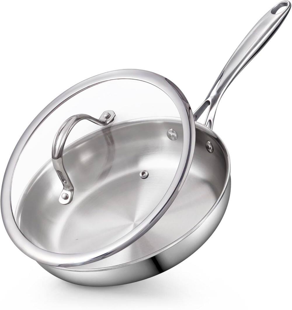 Front. Cooks Standard - Cooks Standard Multi-Ply Clad  Stainless Steel Fry Pan With Lid,12-Inch - stainless steel.