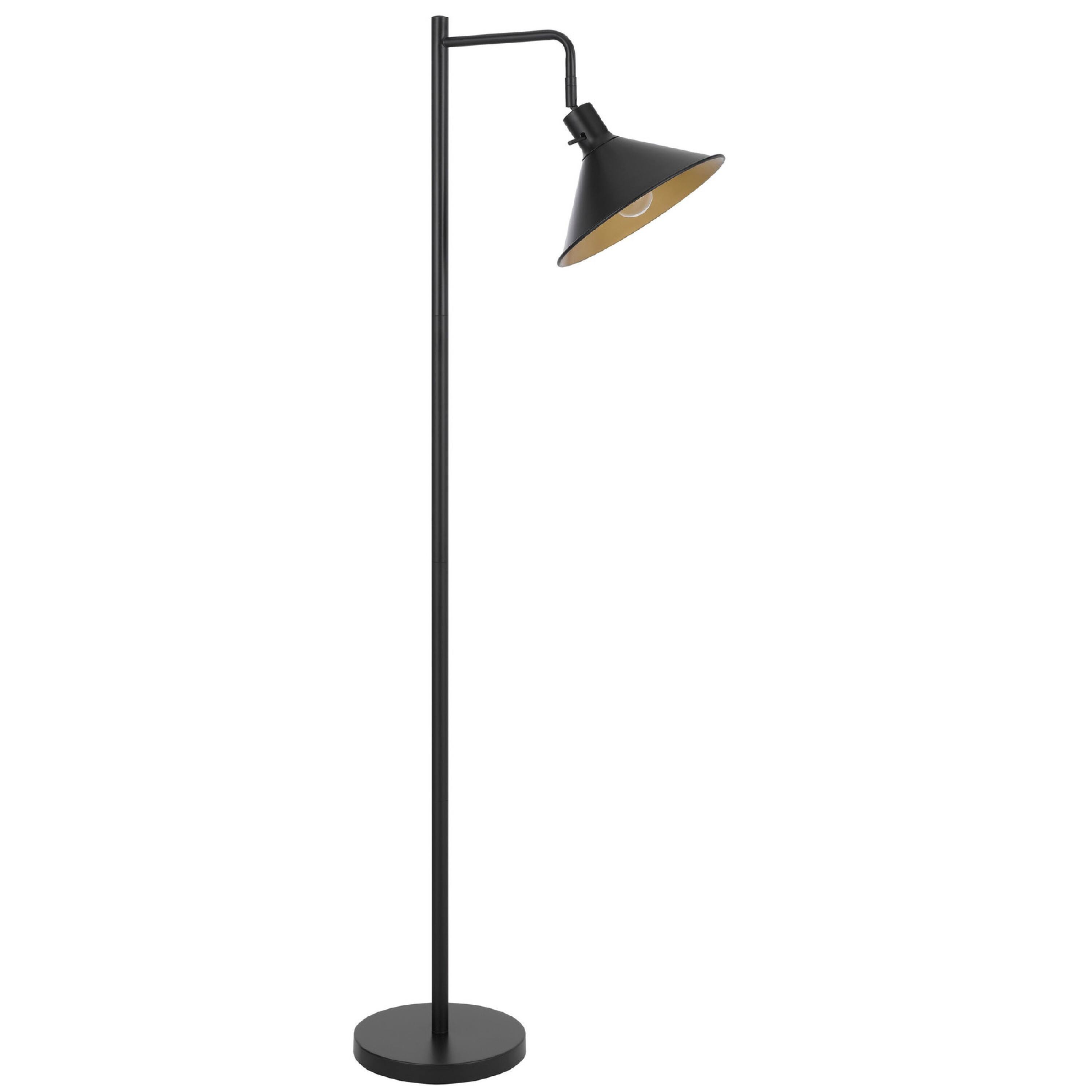 Left. Manhattan Lane - Floor Lamp, Adjustable Head with Hanging Cone Shade, Metal.