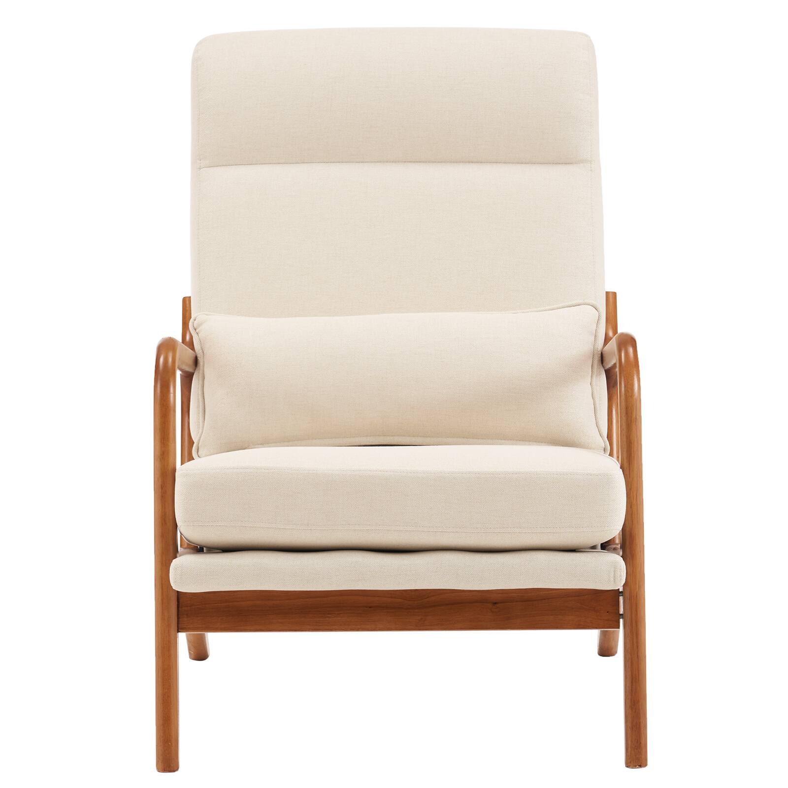 Back. SlickBlue - Armrest & Backrest Indoor Leisure Chair Comfortable Upholstered Lounge Chair for Home - Beige.