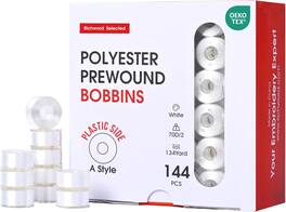 Richword embroidery machine 144 bobbins prewound plastic size A 70D/2 white for Brother Janome Poolin