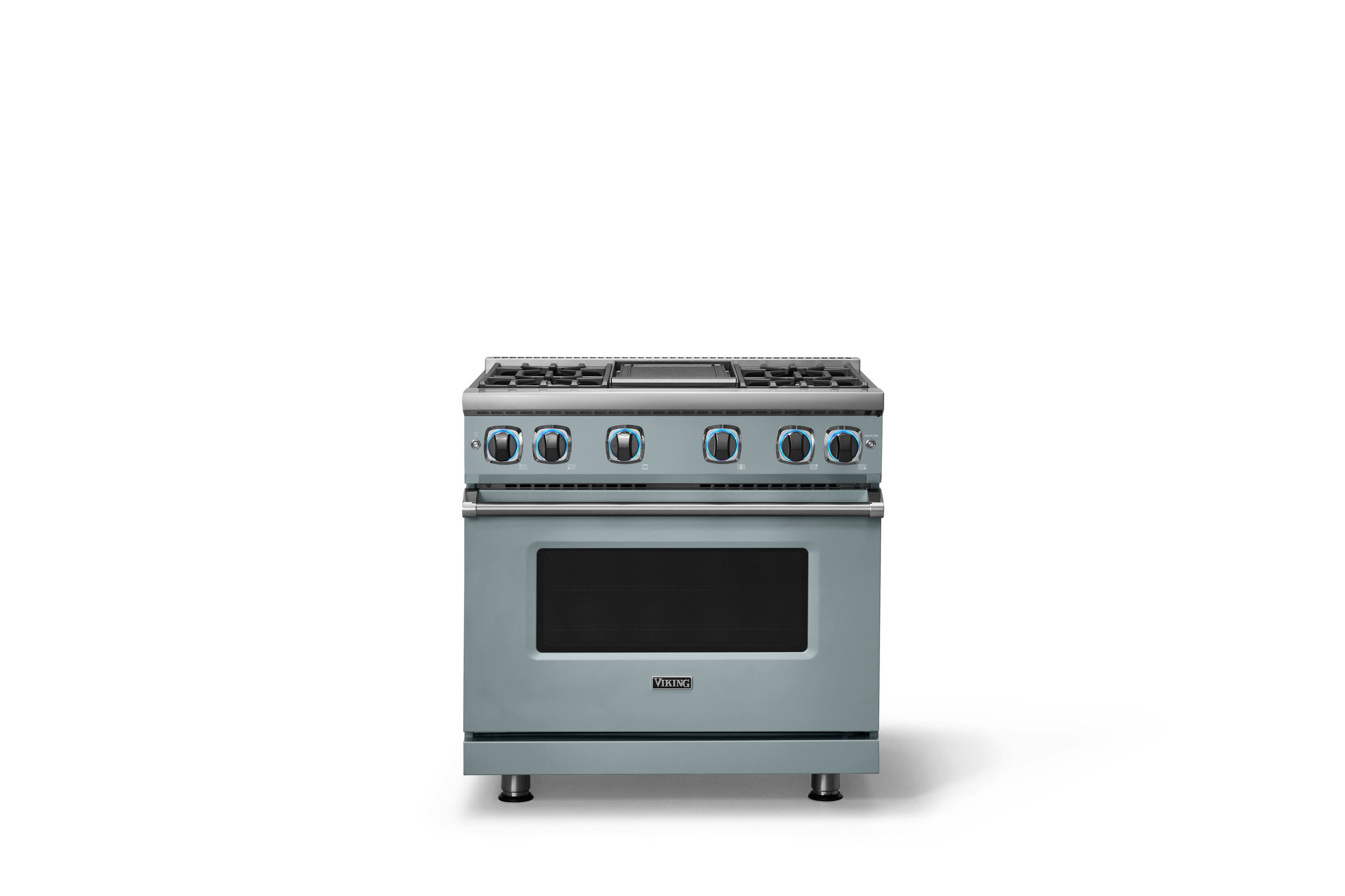 Alt View 4. Viking - Pro 7 Series 5.6 Cu. Ft. Freestanding Sealed 4 Burner LP Gas Convection Range/Griddle - November Sky - November Sky.