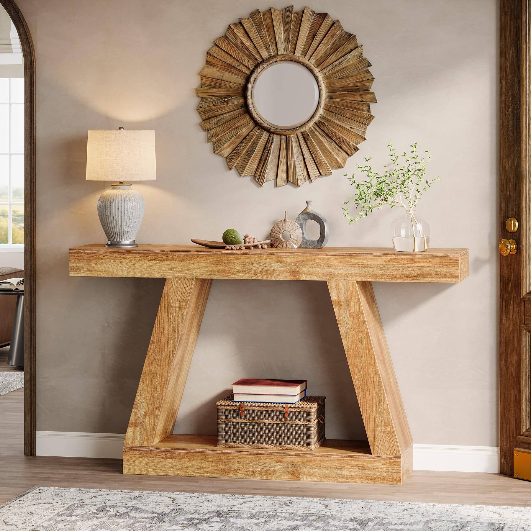 Tribesigns Farmhouse Console Table, 55 Inch Rustic Sofa Table with ...