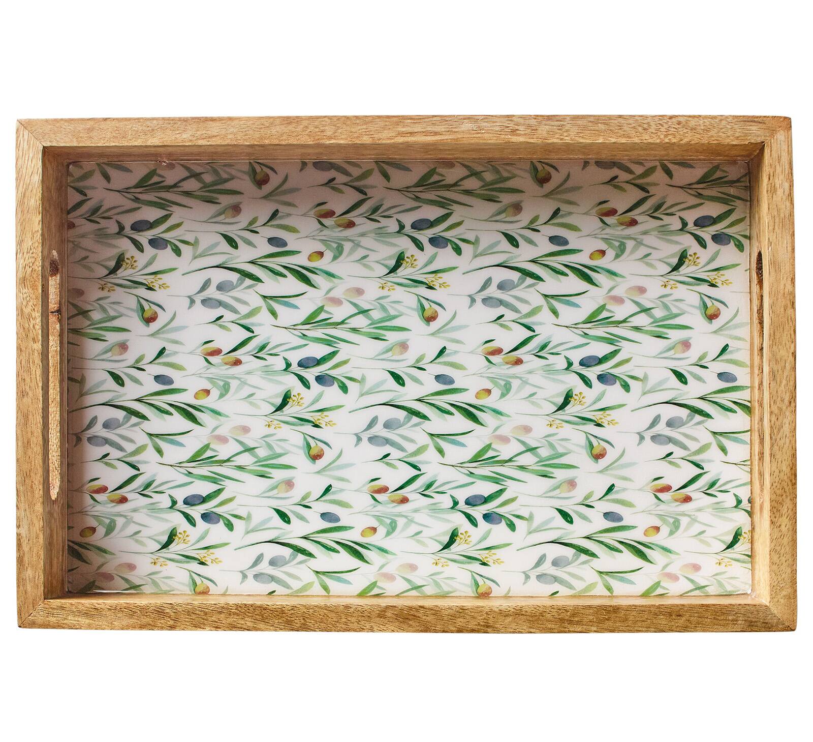 Alt View 1. Zassenhaus - Mango Wood Lacquered Serving Tray, 12" x 8" x 2", Olive - Olive.