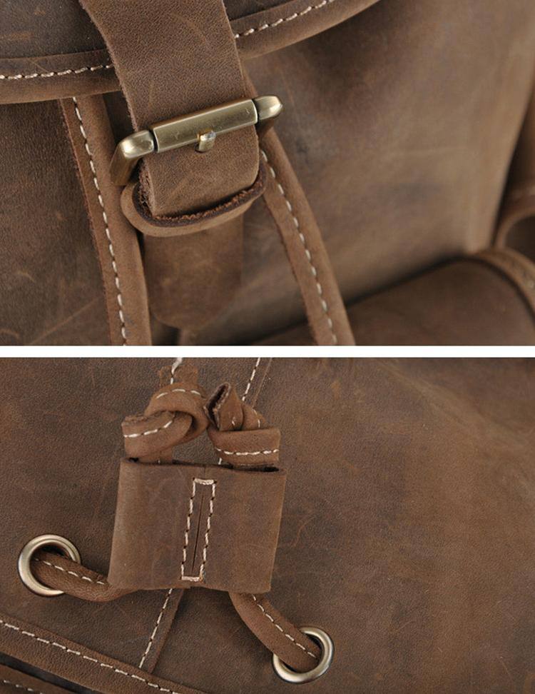 Alt View 10. Steel Horse Leather - The Asmund Backpack | Genuine Leather Rucksack - Dark Brown.