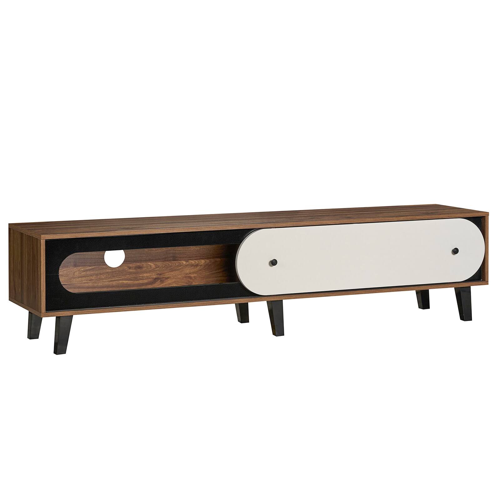 Alt View 9. Gymax - Gymax Entertainment Center w/Sliding Door Cabinet Cable Management Holes for 80'' TVs - Brown.