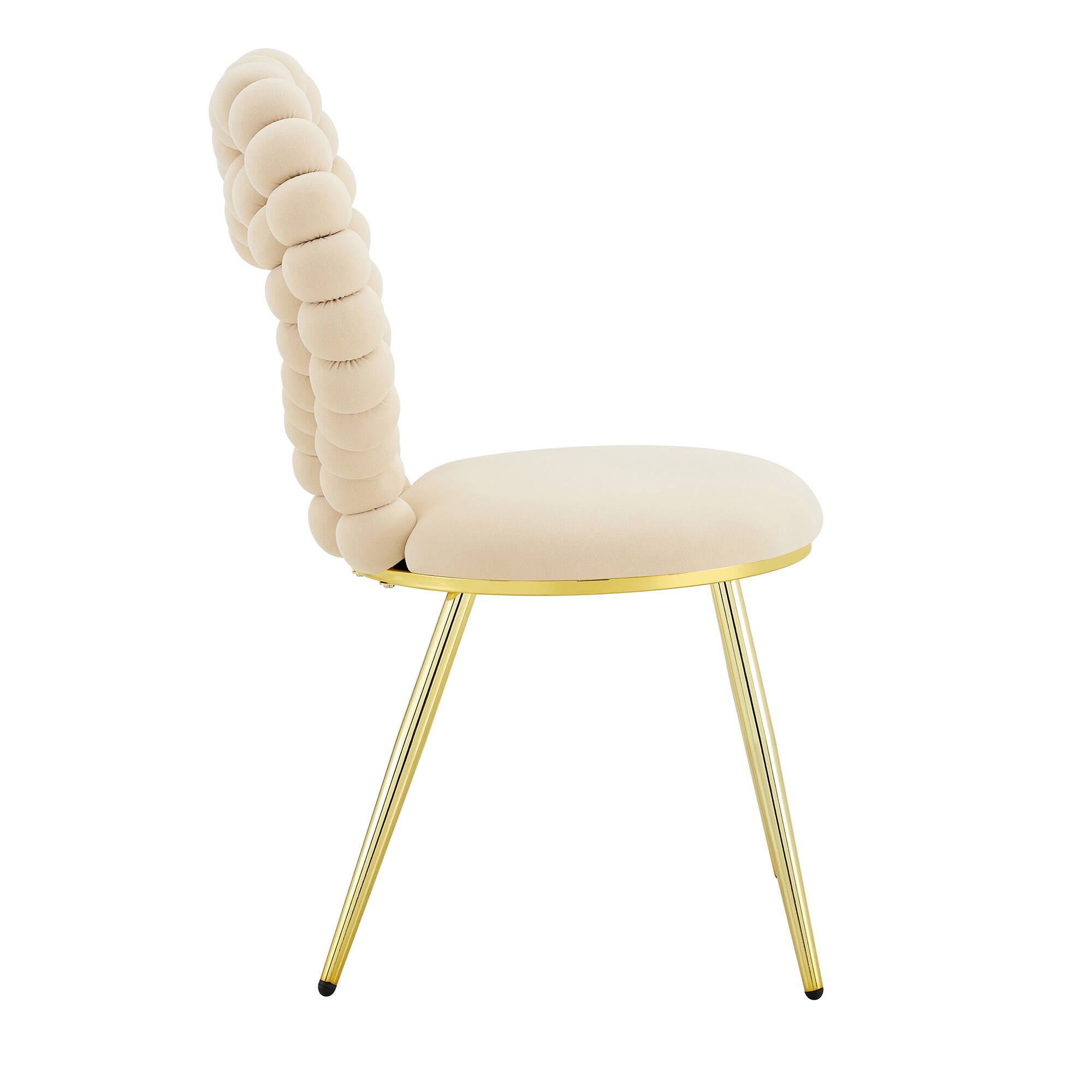 Alt View 8. Loheer - Loheer Heart Accent Chair, Bubble Tufted Velvet Dining Chair with Gold Metal Frame, Cute Vanity Seating, 2 ft - Beige,Gold.