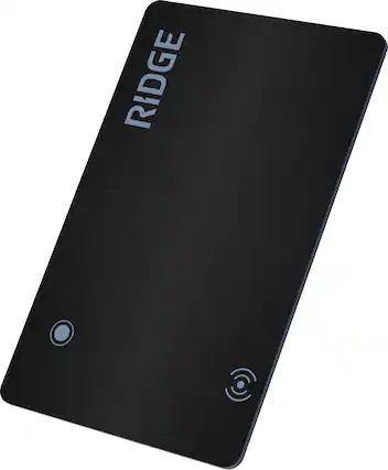 Front. The Ridge Wallet - Tracker Card - Matte Black (w Google) - Black.