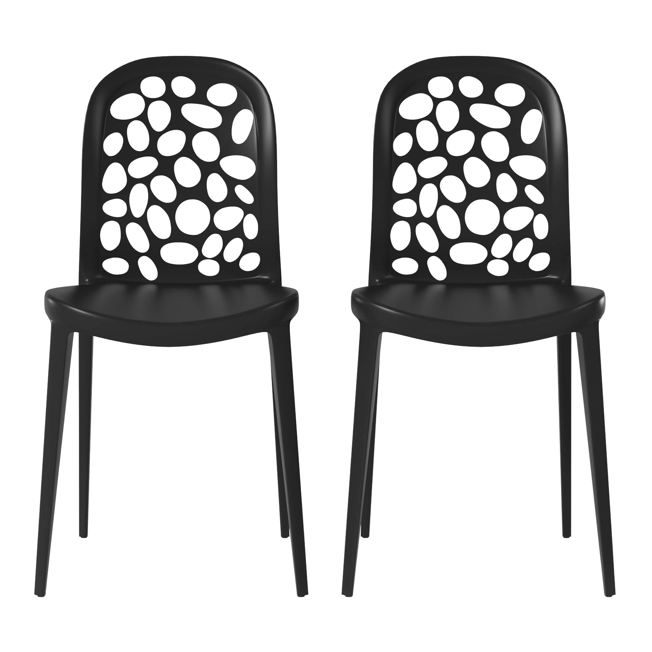 WestinTrends - Playa Outdoor Modern Stackable Patio Dining Chairs (Set of 2) - Black