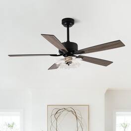 Parrot Uncle - 52"Modern LED Ceiling Fan with Remote and Light Guide Plate Design - Black