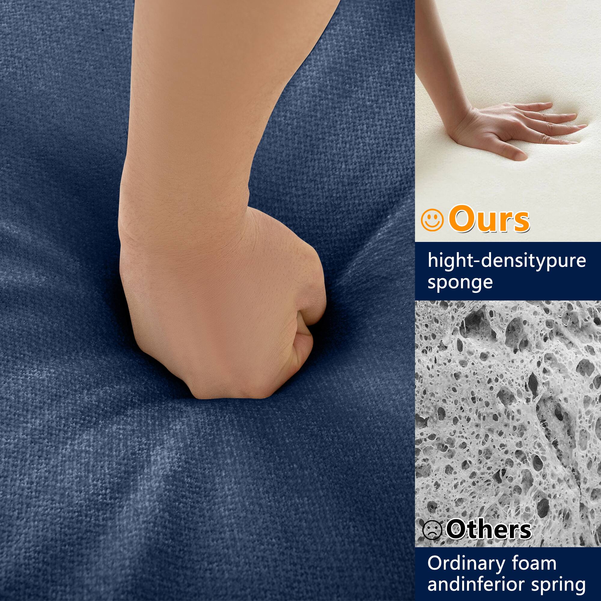 Ours: high-density pure sponge  
Others: Ordinary foam and inferior spring