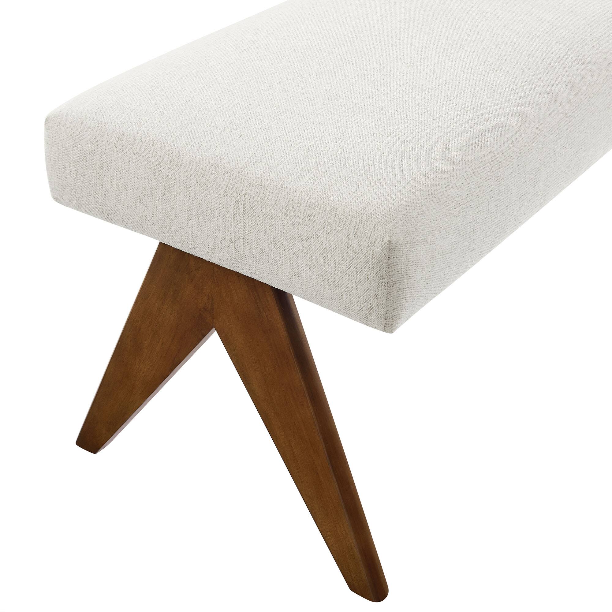 Alt View 2. Modway - Lyra 47" Fabric Upholstered Bench by Modway - Ivory.