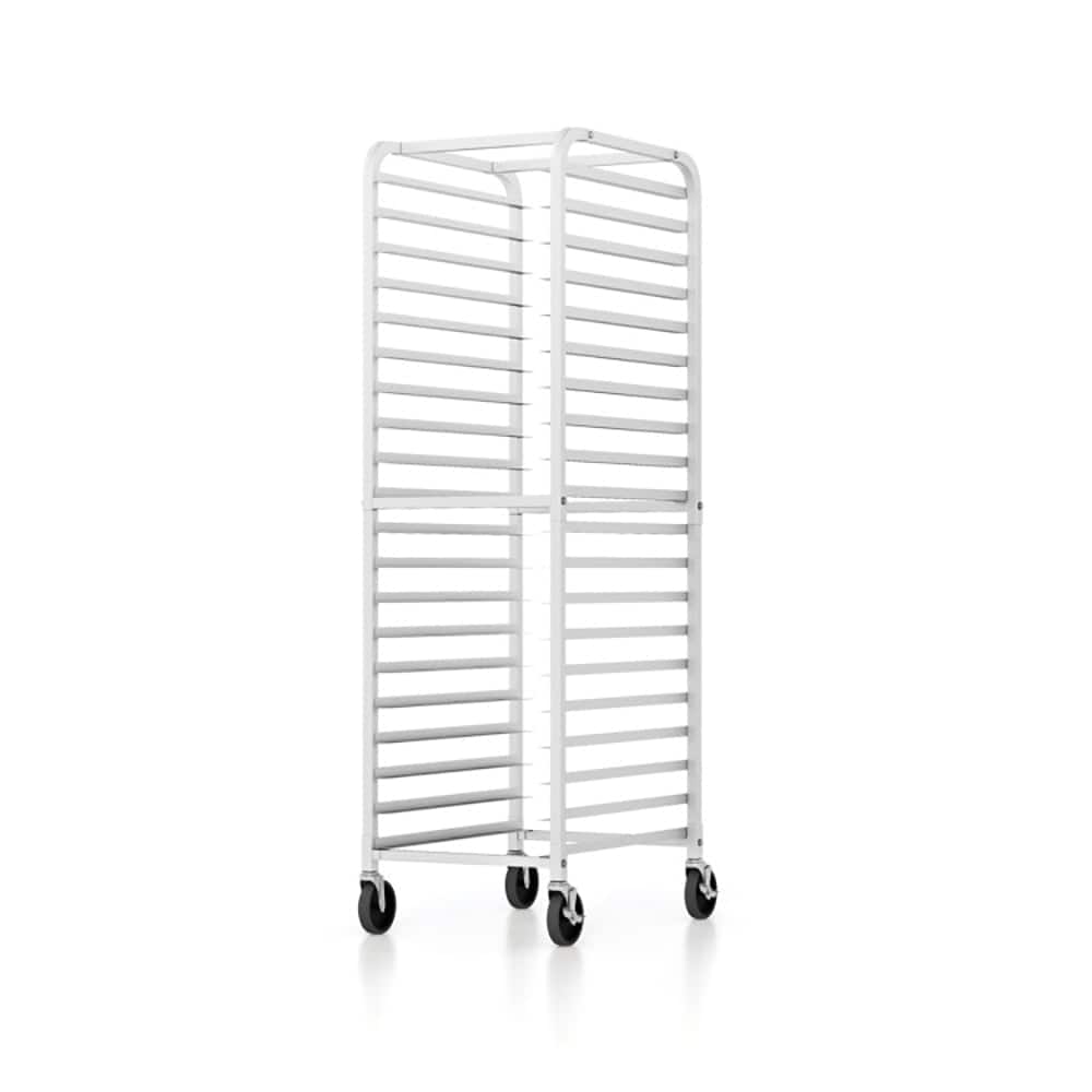 Kadyn - 20-tier Bun Pan Speed Rack with Lockable Rubber Wheels, Storage Rack Microwave Oven Stand for Spices, Pots, and Pans - Silver