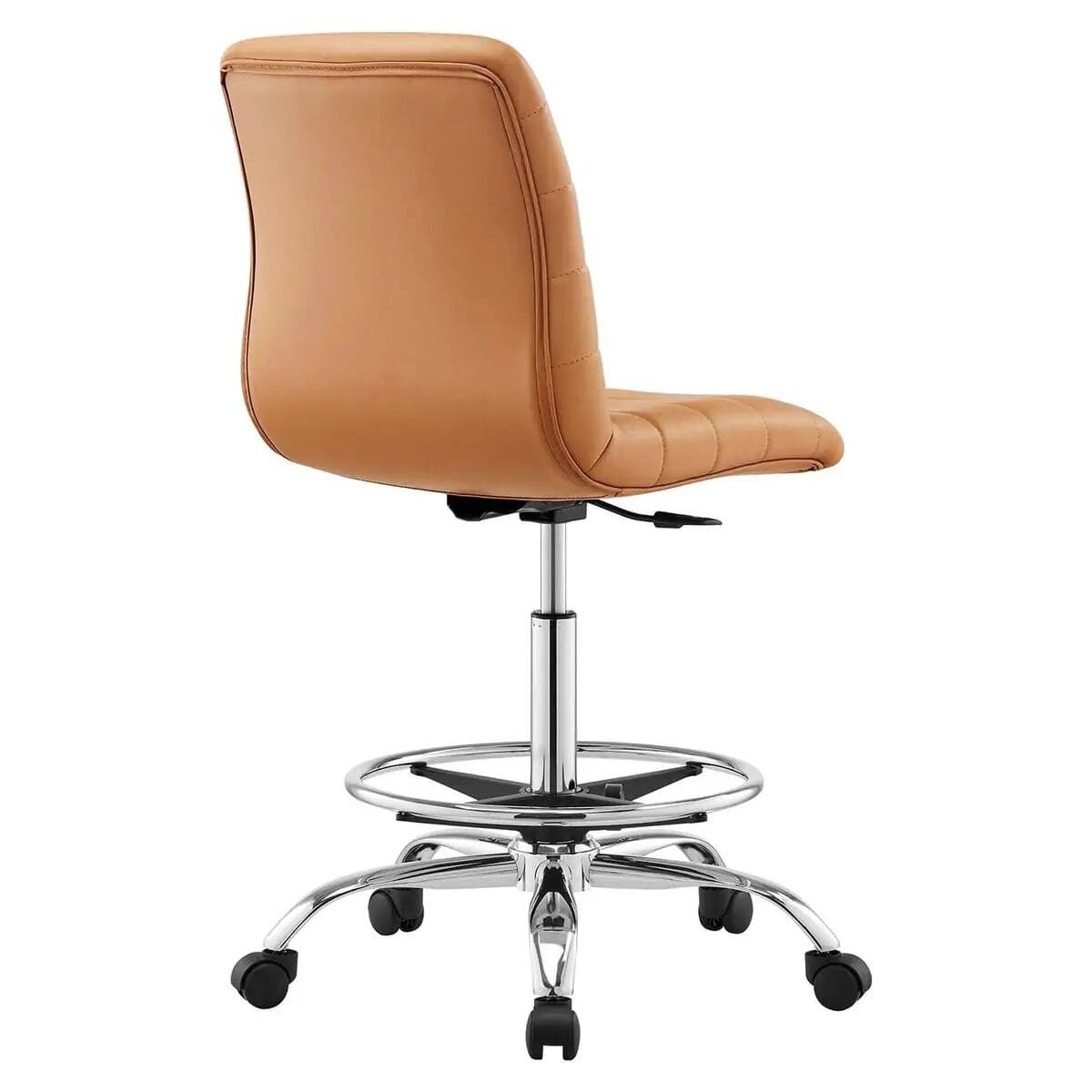 Alt View 10. Modway - Drafting Chair Vegan Leather Armless Adjustable Stool - Black.