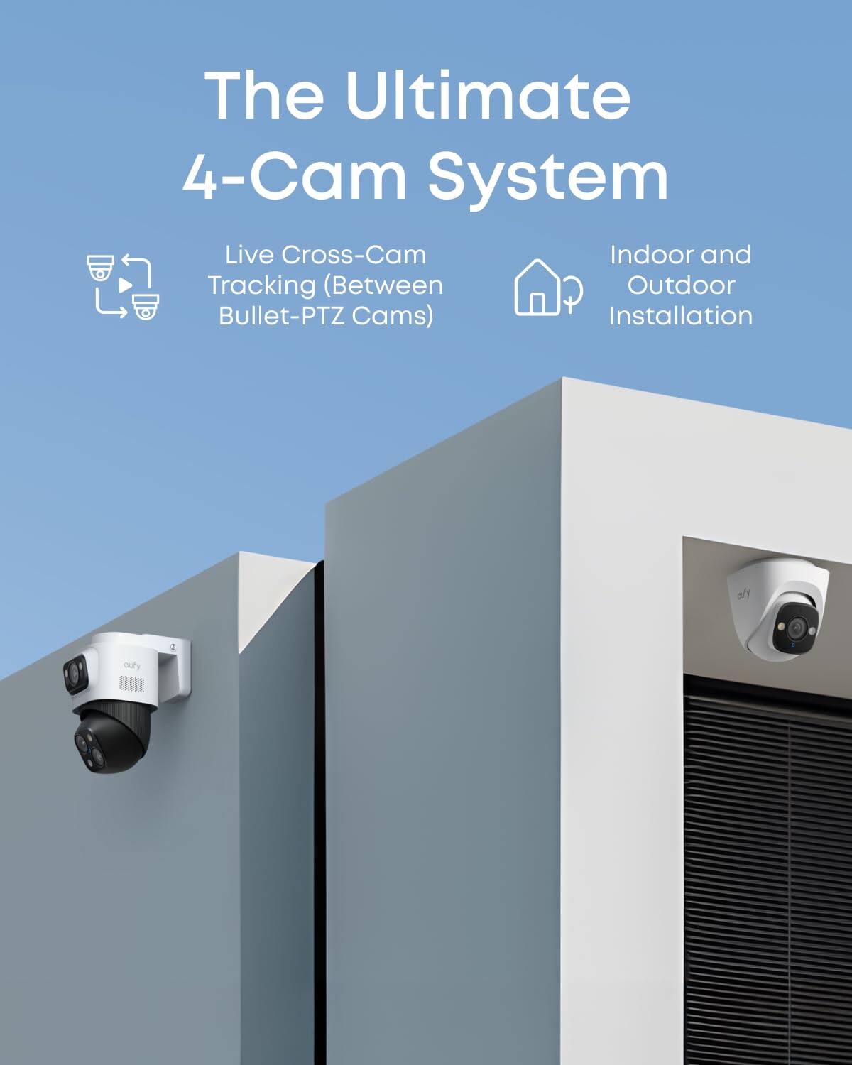 The Ultimate 4-Cam System

Live Cross-Cam Tracking (Between Bullet-PTZ Cams)

Indoor and Outdoor Installation