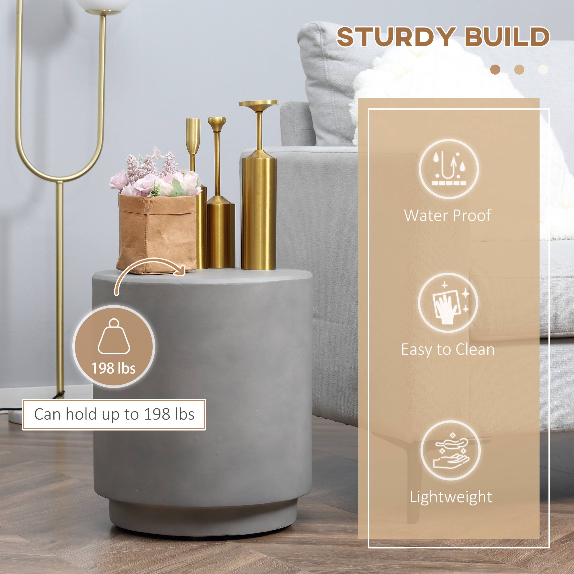 STURDY BUILD
Water Proof
Easy to Clean
Lightweight
Can hold up to 198 lbs