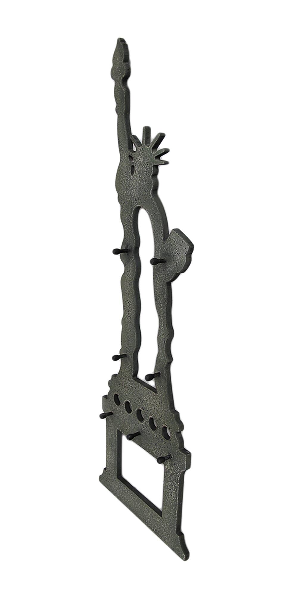 Alt View 1. Zeckos - Wooden Statue of Liberty Decorative Wall Hook Hanging - Green.