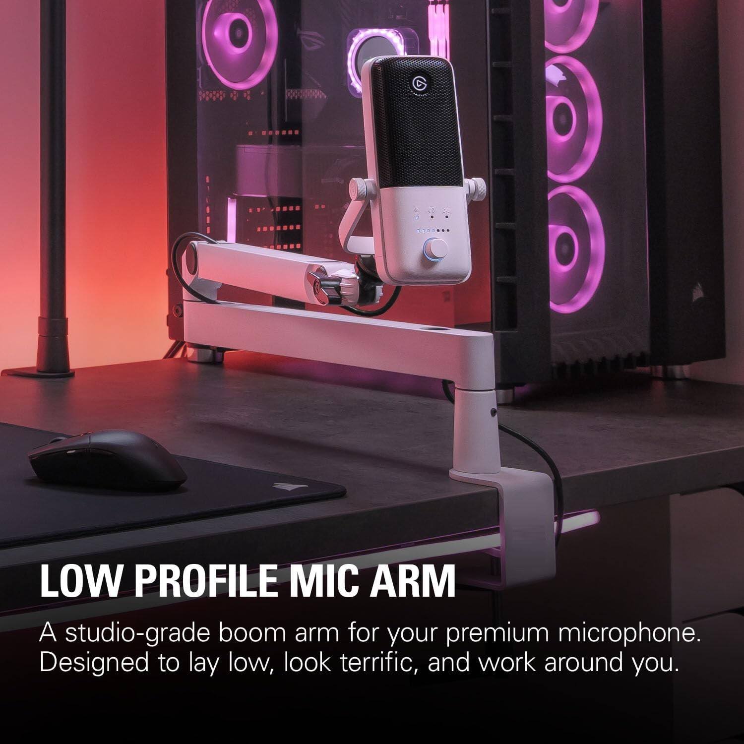 LOW PROFILE MIC ARM  
A studio-grade boom arm for your premium microphone.  
Designed to lay low, look terrific, and work around you.