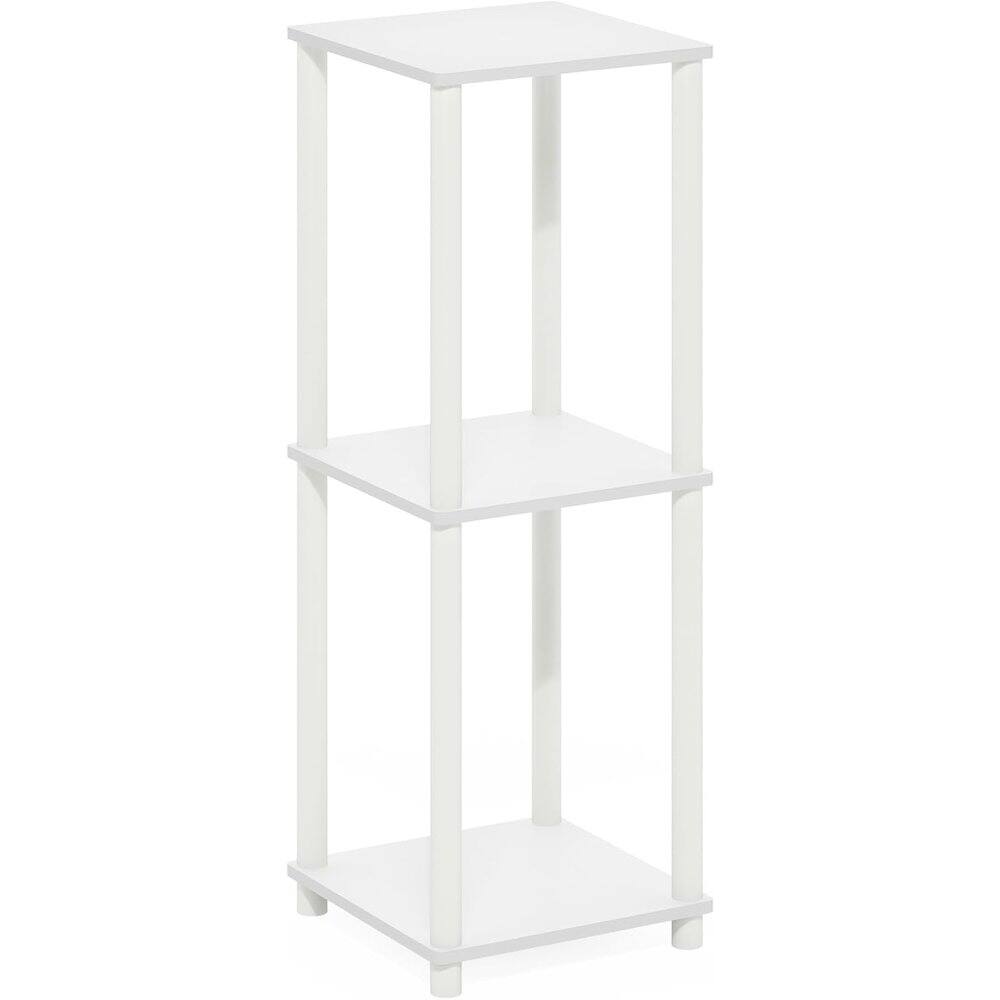 Alt View 1. FurniFact - White Wooden End Tables Set of 2 with Storage Shelves for Living Room - White.