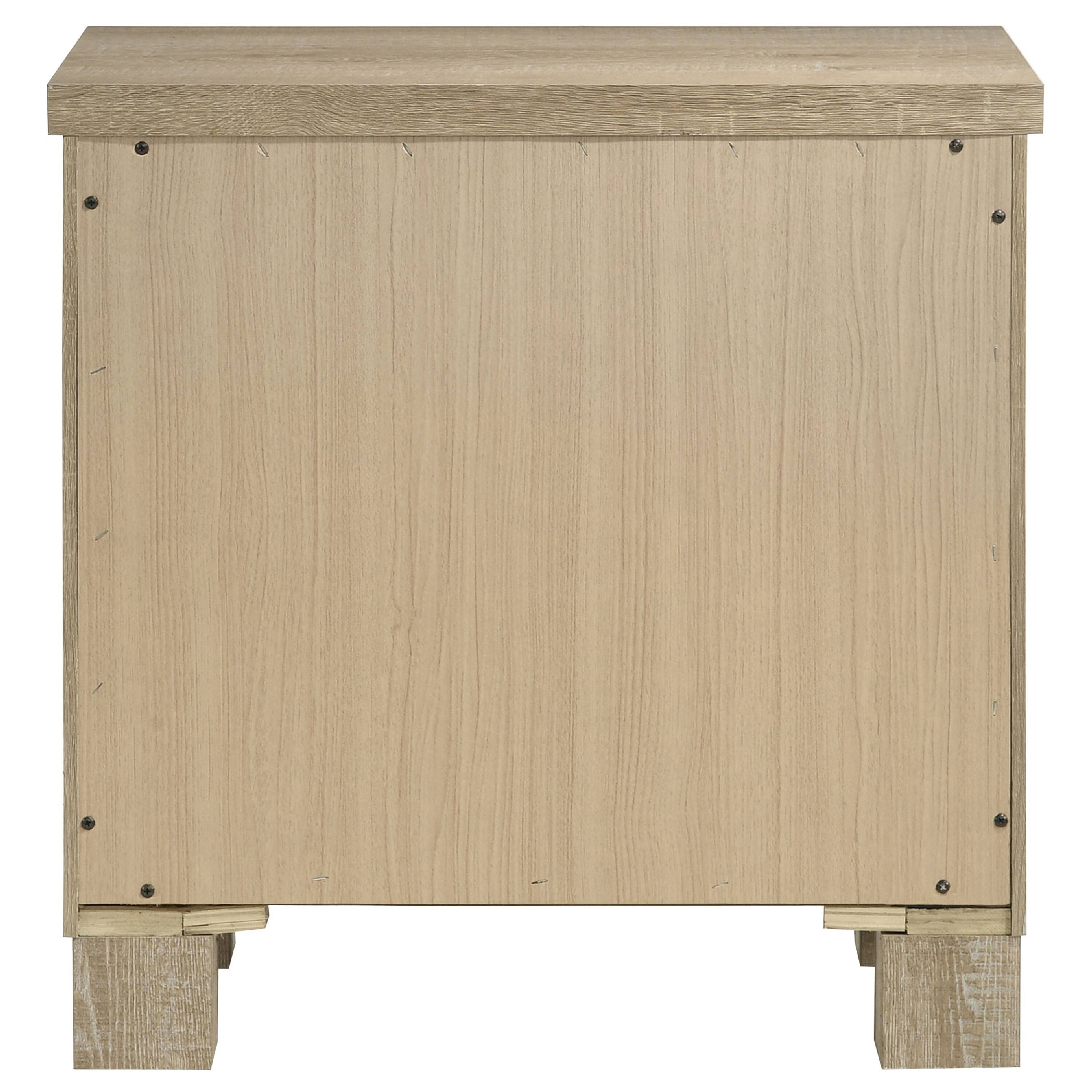 Alt View 3. Manhattan Lane - Tyna Nightstand with 2 Drawer, Metal, Weathered Oak Wood 26 Inch - Weathered Oak Beige.