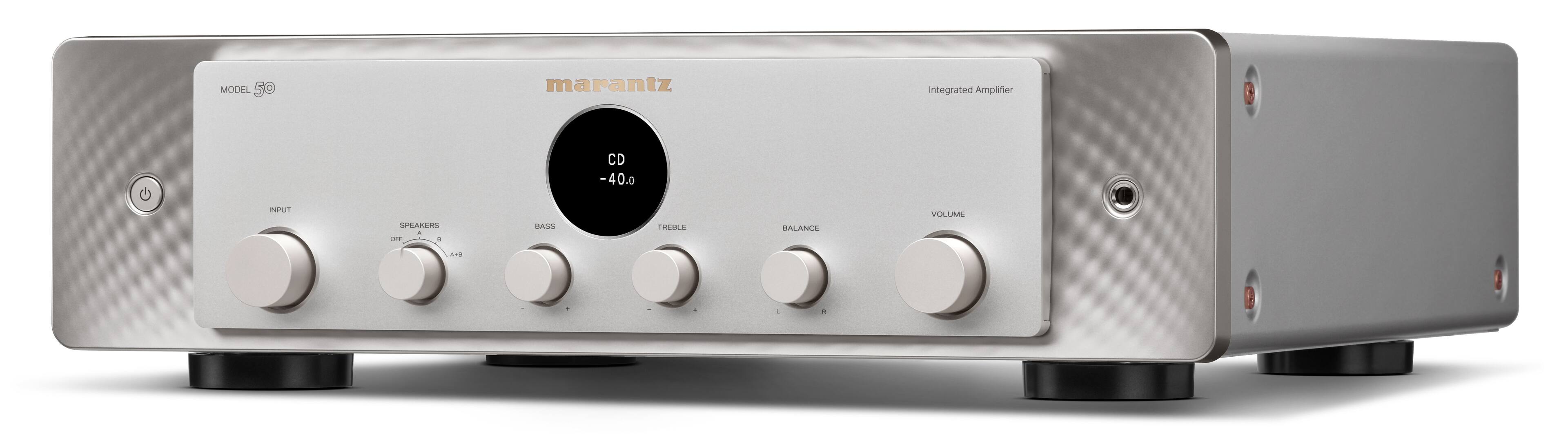 Angle. Marantz - MODEL 50 70W 2-Ch. Stereo Integrated Amplifier - Silver Gold.