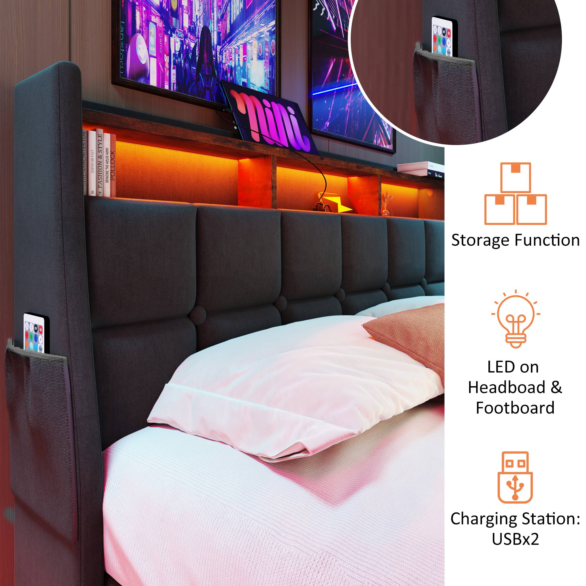 SPAS EUTRI ARISID J STYLE EPASHIONA 7  
POLLOCK: Lanstari Yui 0000  
Storage Function  
LED on Headboard & Footboard  
Charging Station: USBx2