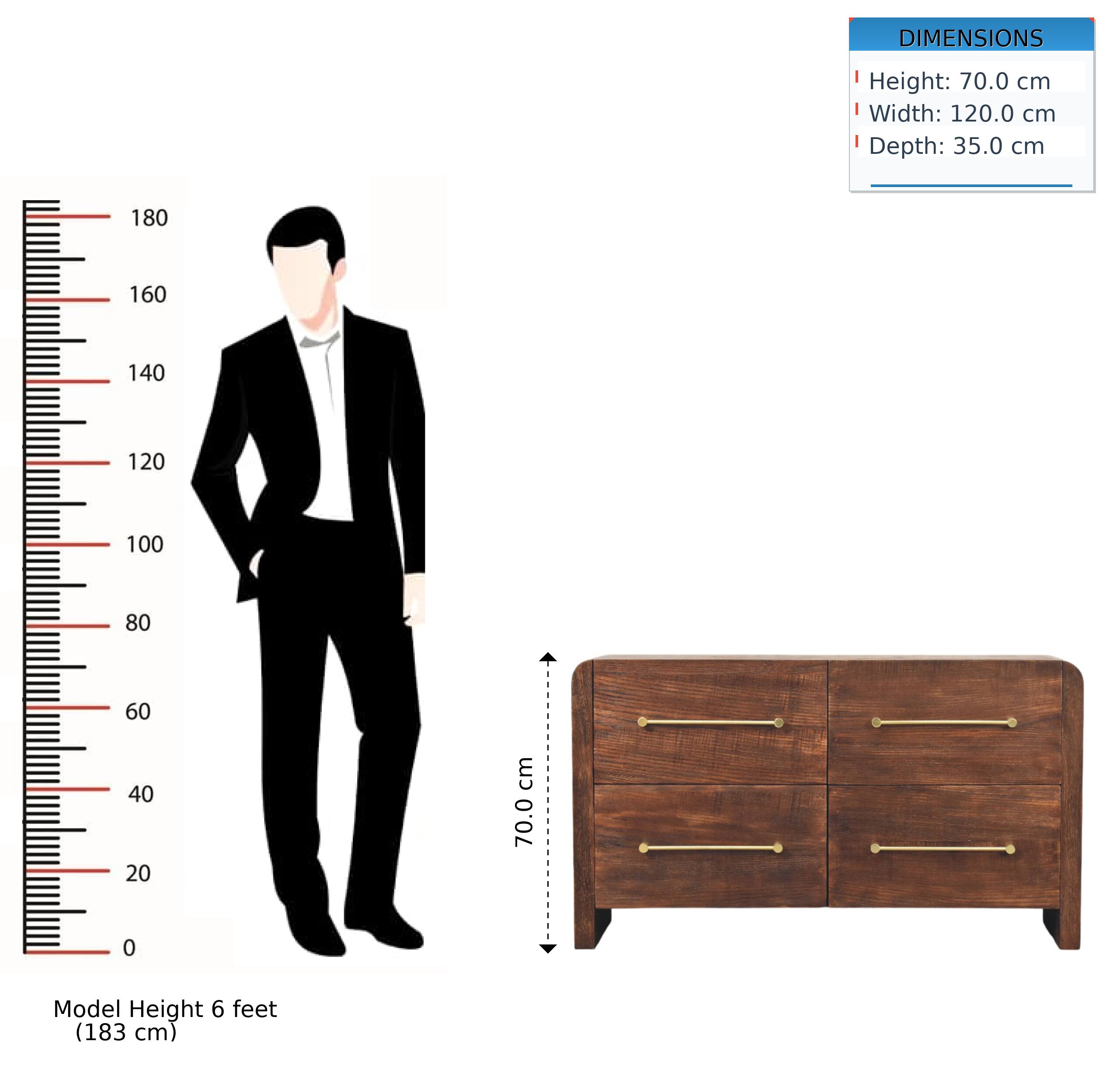 DIMENSIONS  
Height: 70.0 cm  
Width: 120.0 cm  
Depth: 35.0 cm  

Model Height: 6 feet (183 cm)