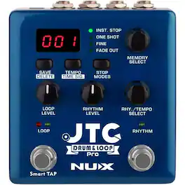 NUX - NDL-5 JTC Drum and Loop Pro Dual Switch Looper Pedal | 24-bit Audio Quality with 256 Loop Track Memories - Blue